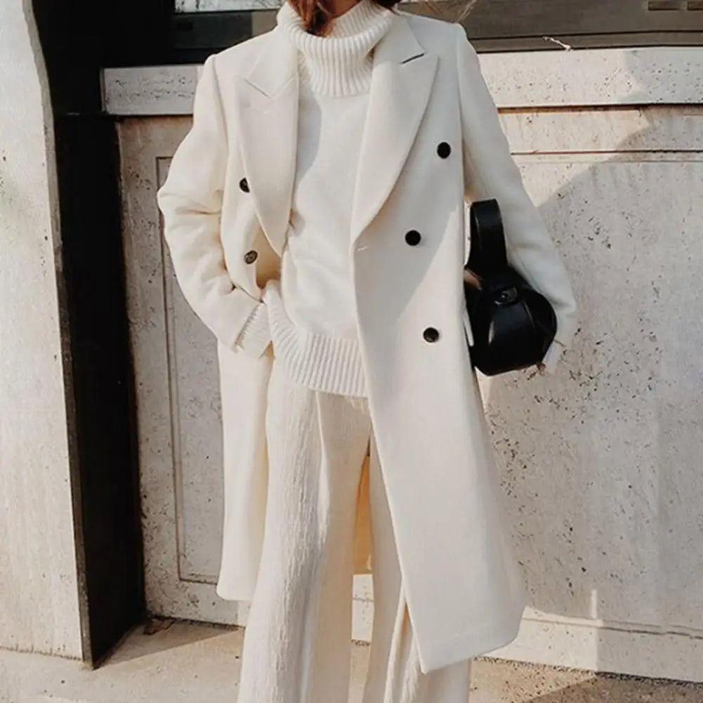Elegant women's trench coat – double-breasted & lapel collar – autumn & winter