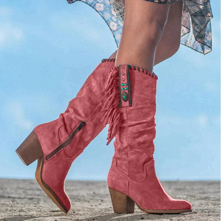 Bottes western pour femmes en cuir vegan avec franges – look boho