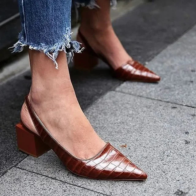 Elegant slingback pumps with block heel