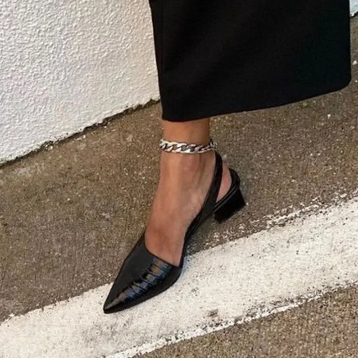 Elegant slingback pumps with block heel