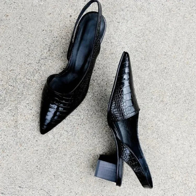 Elegant slingback pumps with block heel
