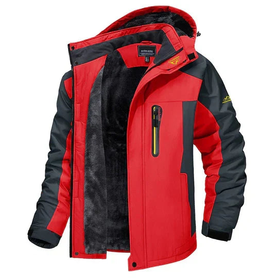 Water-Repellent Men's Winter Jacket with Fleece Lining and Hood