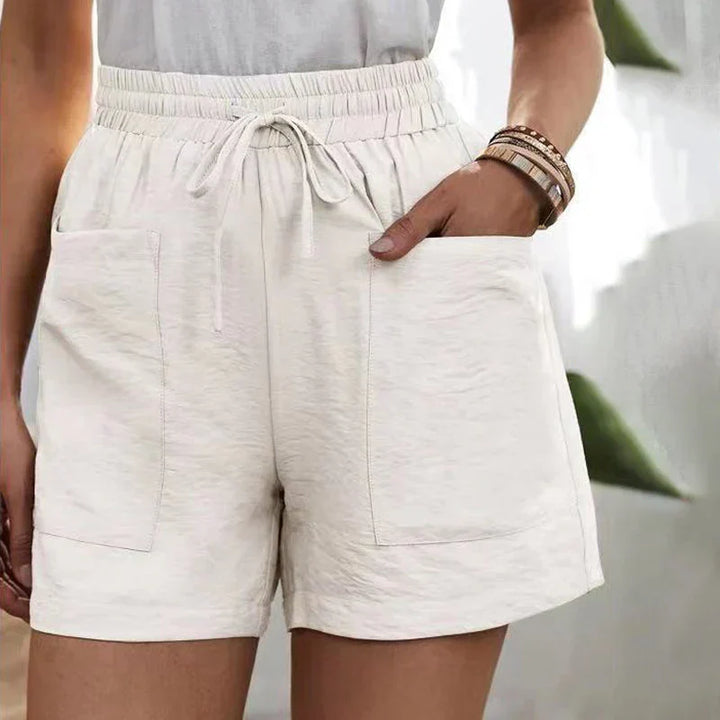 Women's linen shorts with high waist and drawstring – airy for the summer