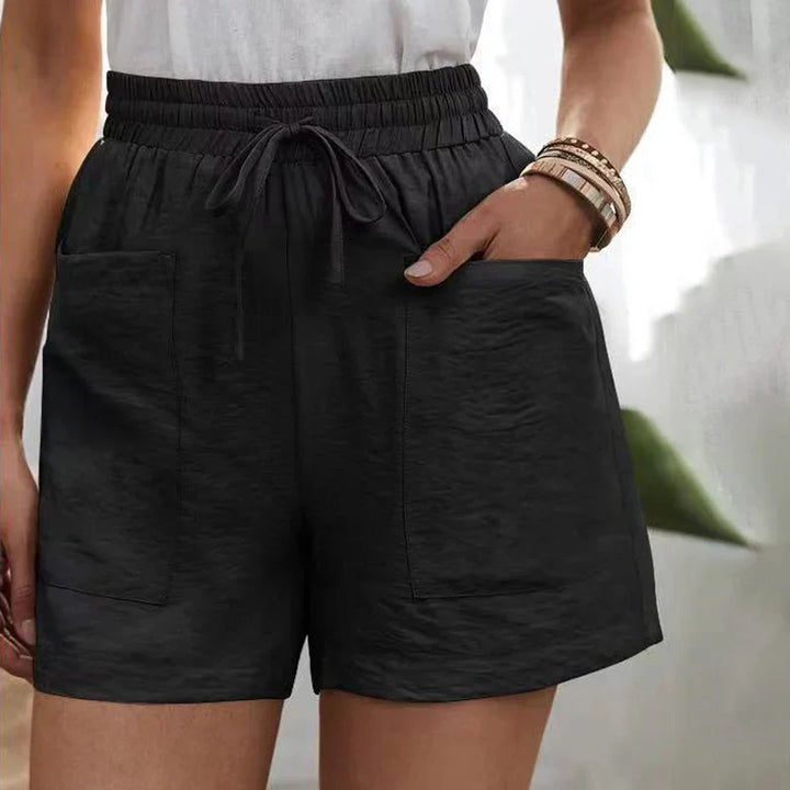 Women's linen shorts with high waist and drawstring – airy for the summer
