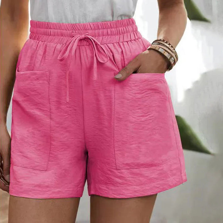 Women's linen shorts with high waist and drawstring – airy for the summer