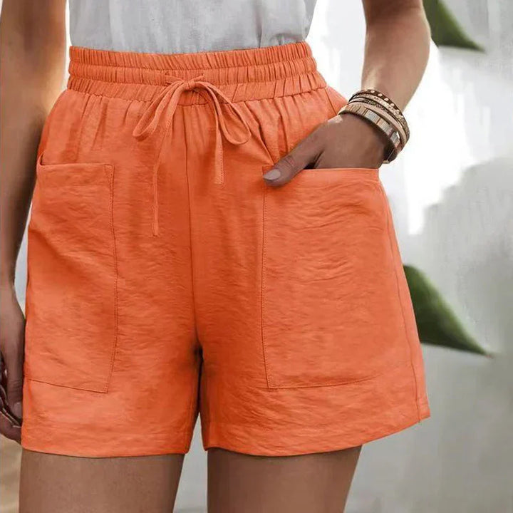 Women's linen shorts with high waist and drawstring – airy for the summer