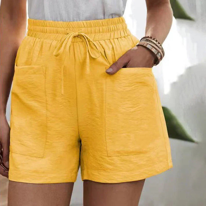Women's linen shorts with high waist and drawstring – airy for the summer