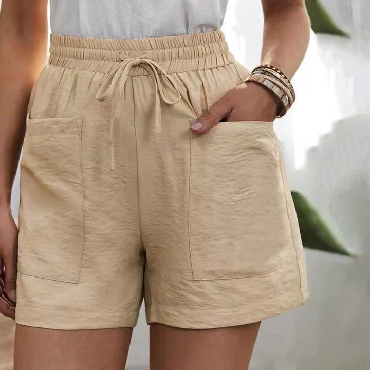 Women's linen shorts with high waist and drawstring – airy for the summer