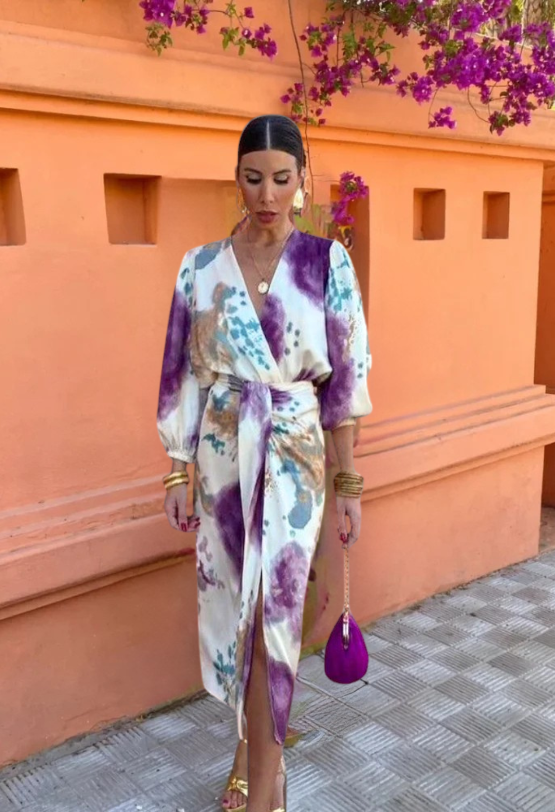 Damen Langarm Wickel-Midikleid - Eleganter Stil Für Besondere Anlässe