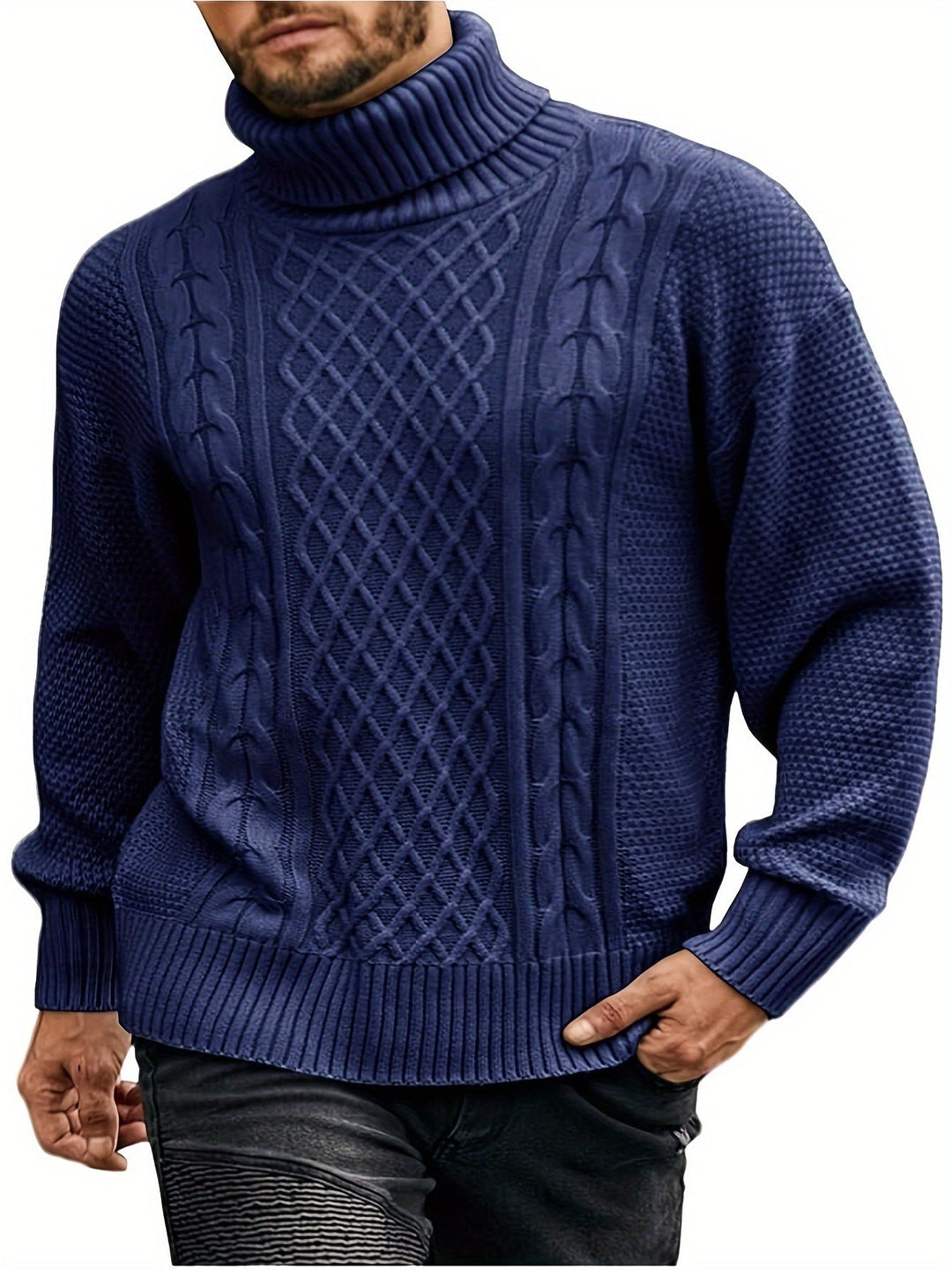 Ambrose | Herren Pullover Zopfmuster mit Rollkragen