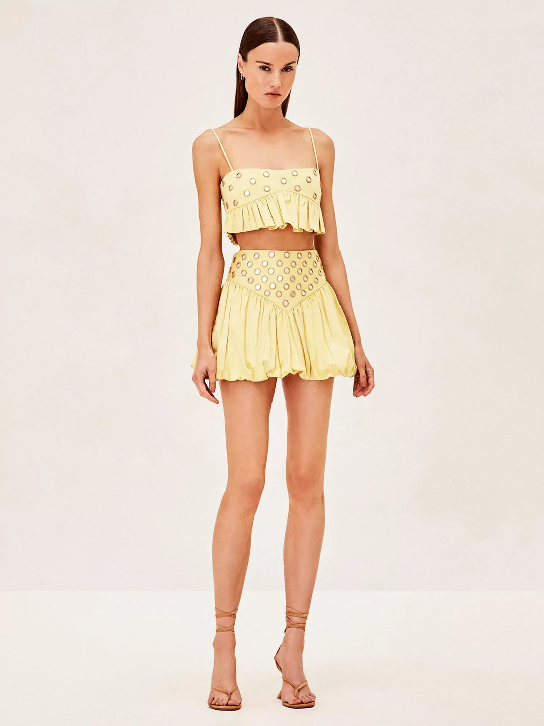 Women's Sequin Mirror Skirt Set – Shiny Party Two-Piece Outfit