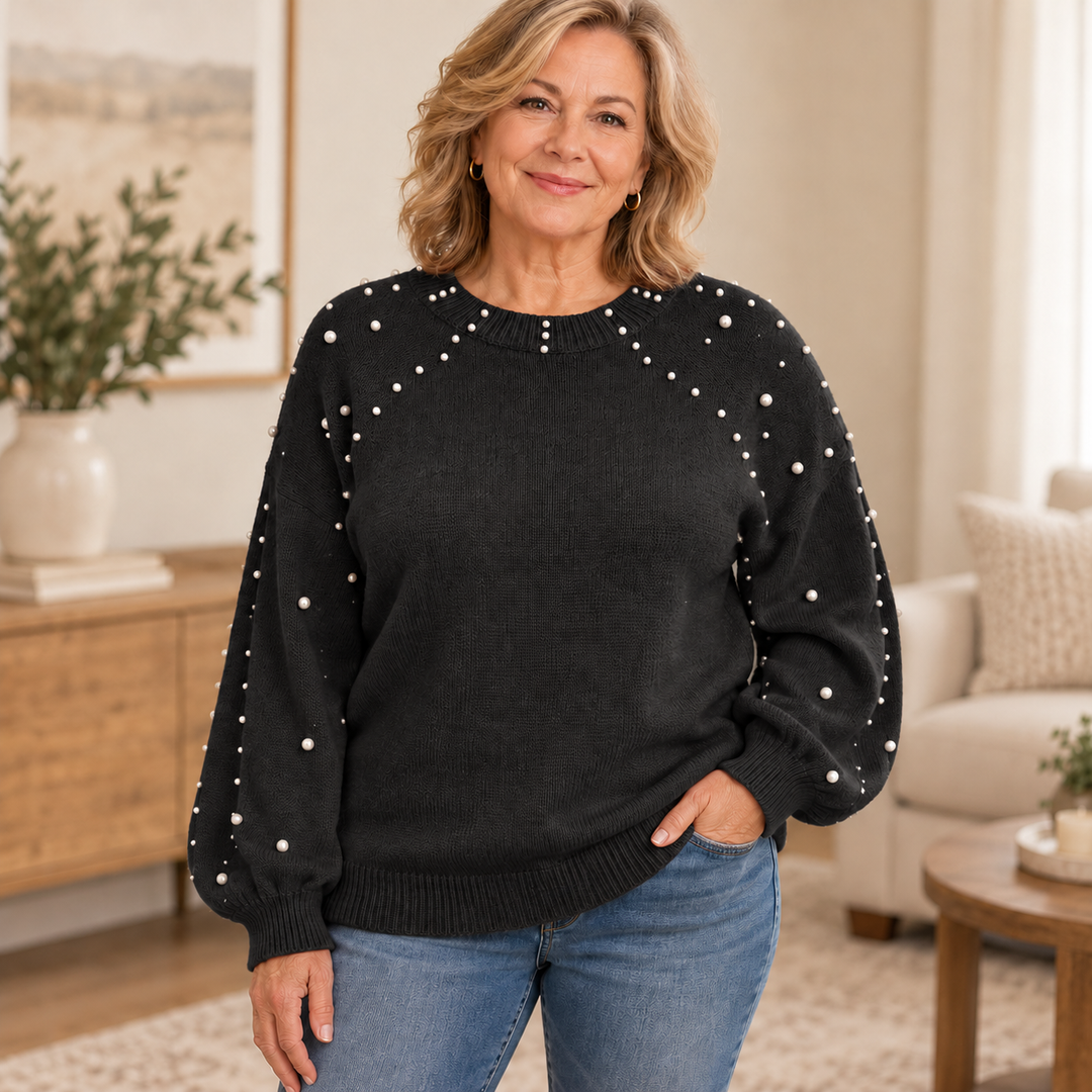 Pearla - Pull-over avec décoration en perles sur les manches