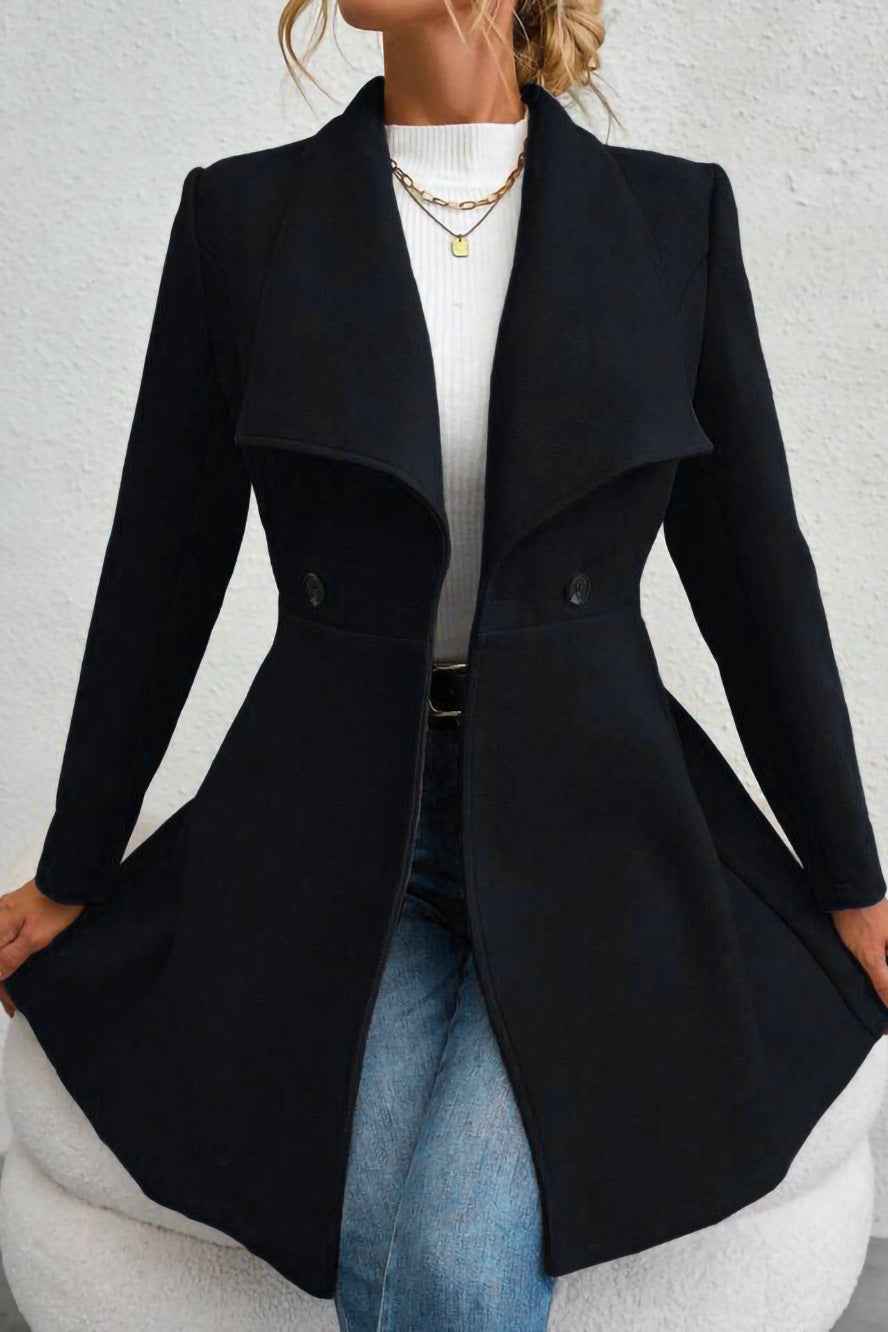 Damen Slim-Fit Langer Mantel mit Reverskragen