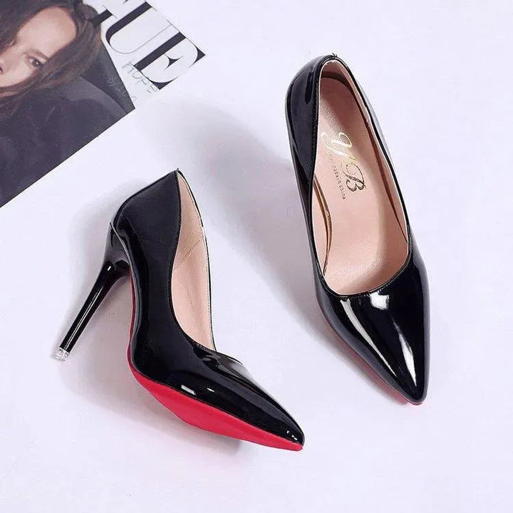 Damen Glänzende Leder High Heel Stilettos – Elegante Abend-Pumps