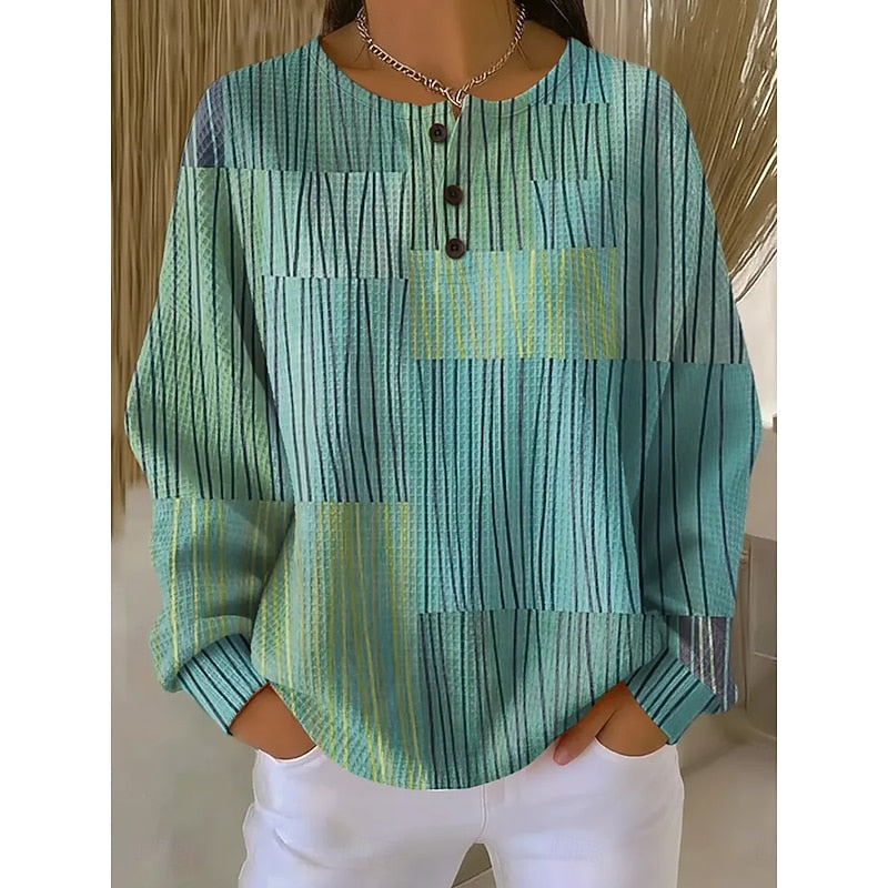 Melody | Damen Sweatshirt mit Druck und Knopfkragen