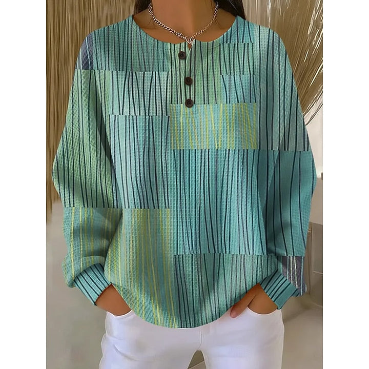 Melody | Damen Sweatshirt mit Druck und Knopfkragen
