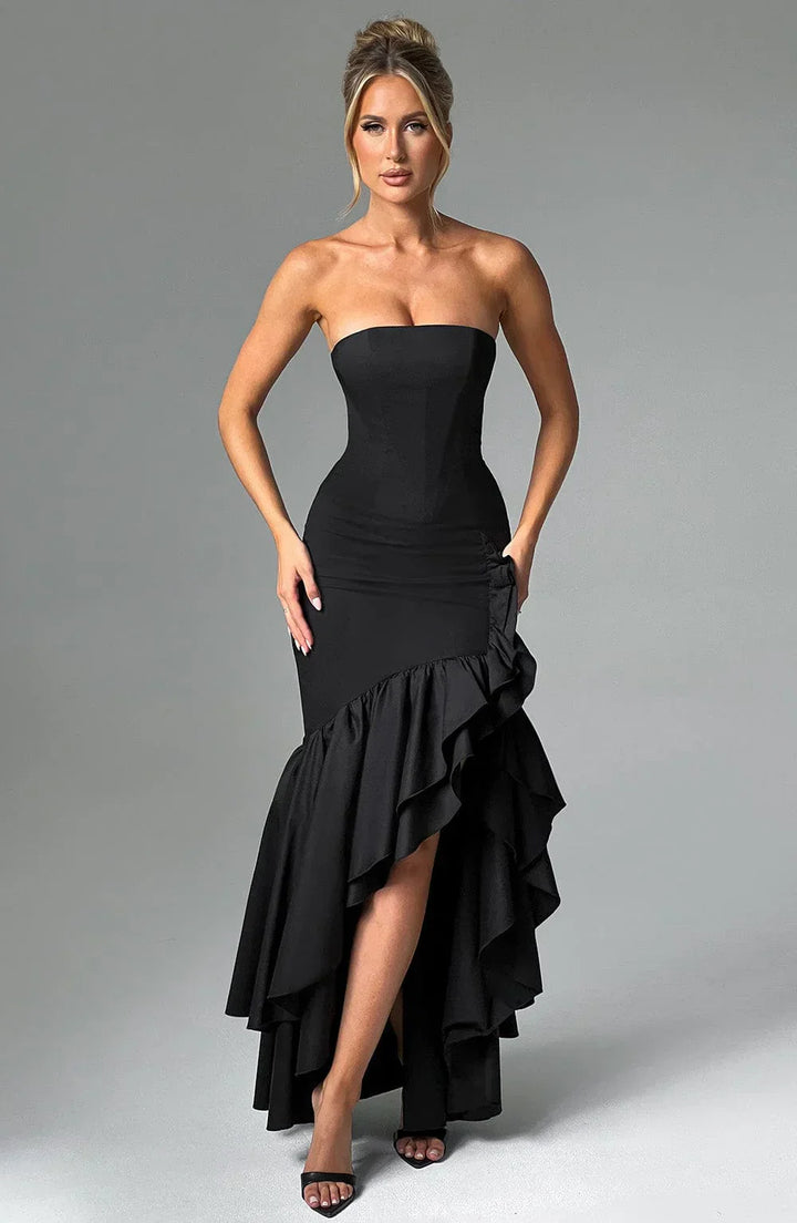 Elegantes ärmelloses Maxikleid mit Schnürdetail & Schlitz – Abendkleid