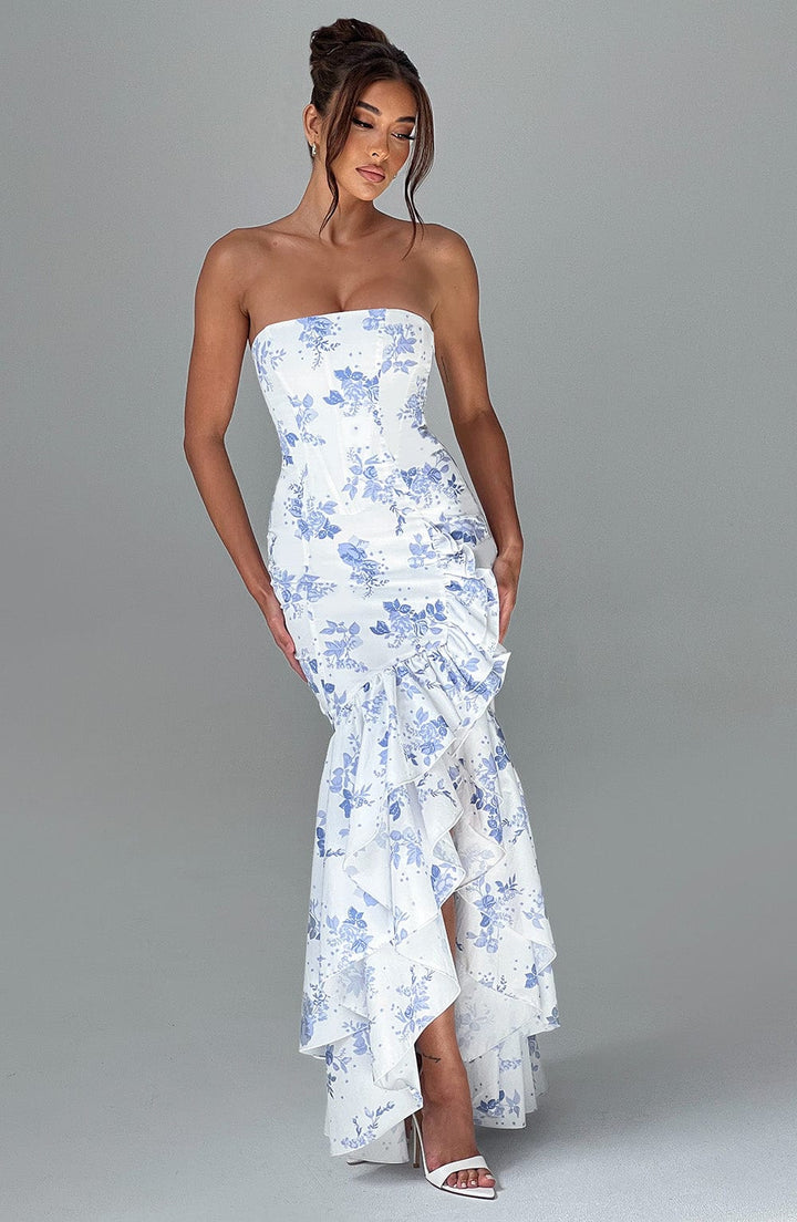 Elegantes ärmelloses Maxikleid mit Schnürdetail & Schlitz – Abendkleid