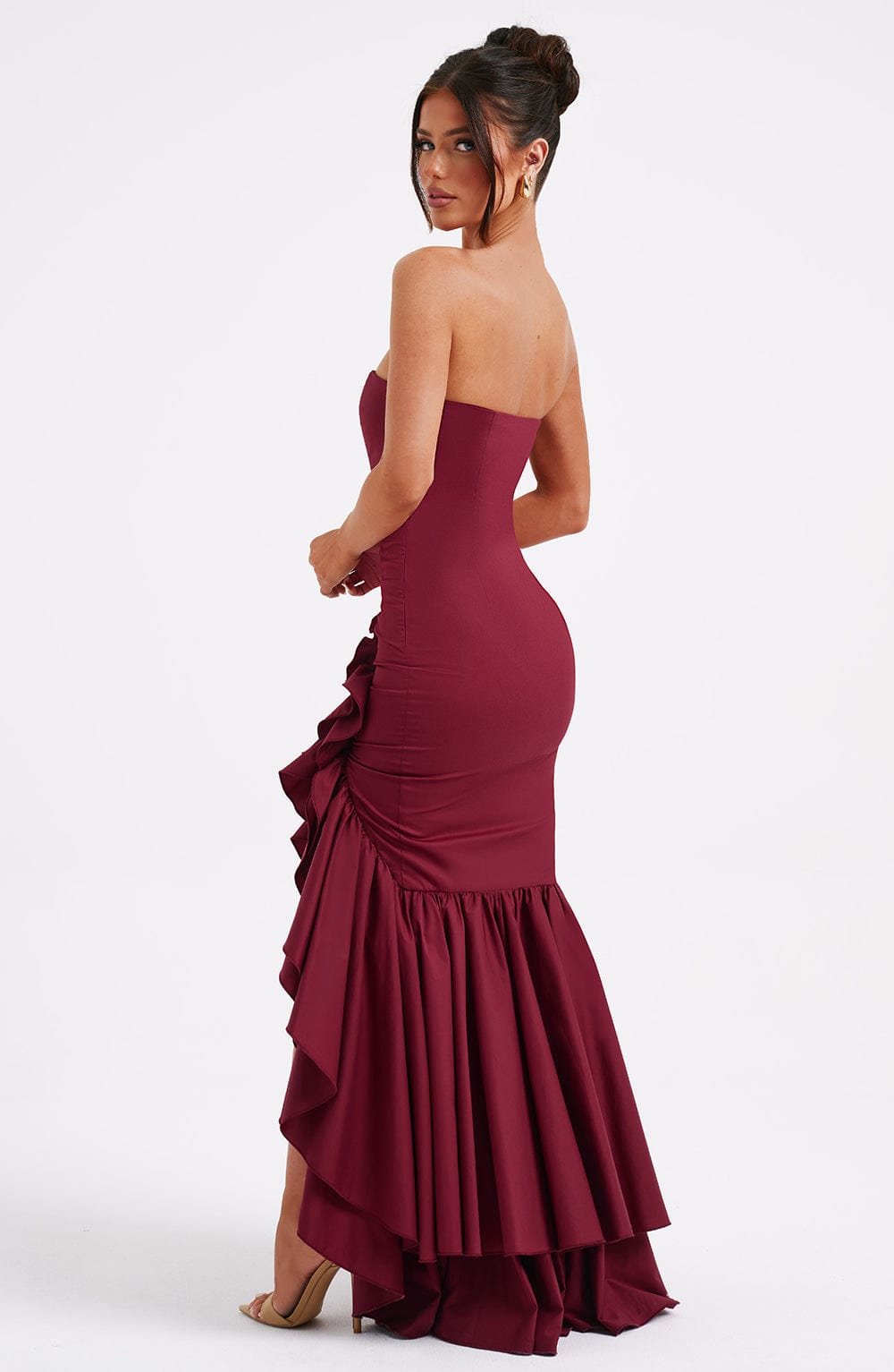 Elegantes ärmelloses Maxikleid mit Schnürdetail & Schlitz – Abendkleid