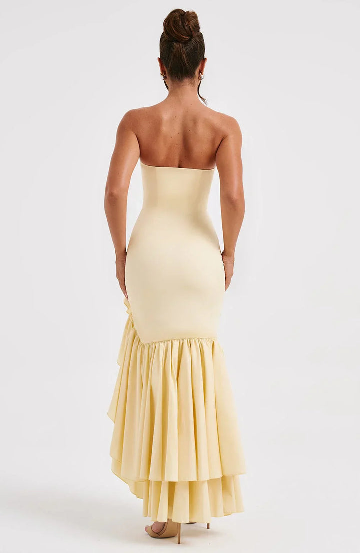Elegantes ärmelloses Maxikleid mit Schnürdetail & Schlitz – Abendkleid
