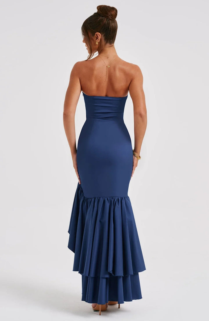 Elegantes ärmelloses Maxikleid mit Schnürdetail & Schlitz – Abendkleid