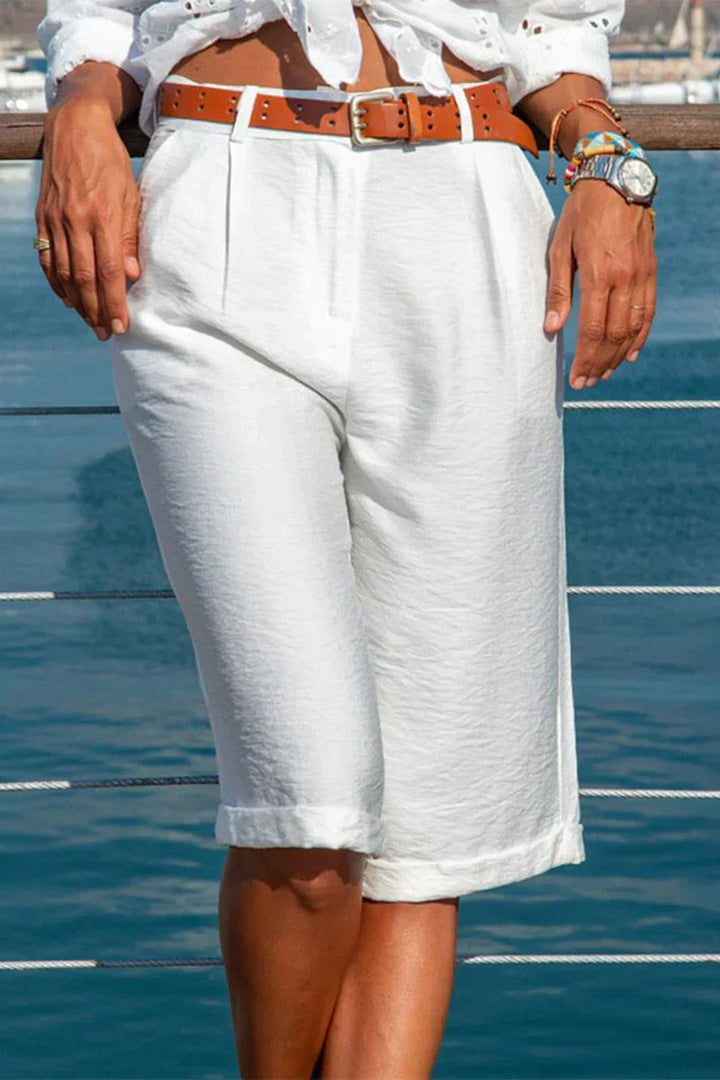 Premium Vegan Leather Shorts Knee-Length | Luxury & Eco Women's Pants