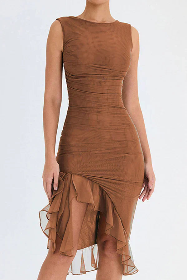 Elegante vestido sheath con volantes | Femenino, entallado y versátil