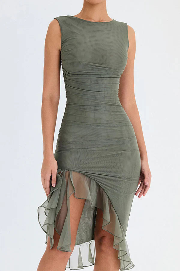 Elegante vestido sheath con volantes | Femenino, entallado y versátil