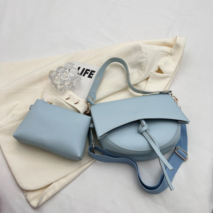 Bolso de hombro vintage para mujer – Cuero vegano con bolsa y correa de lona