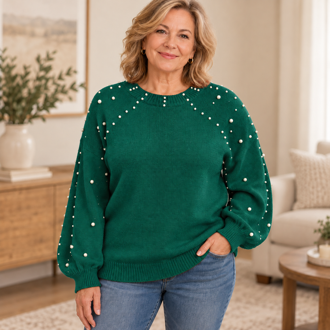 Pearla - Pull-over avec décoration en perles sur les manches