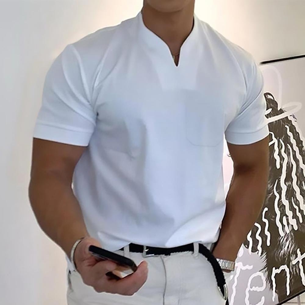 Herren Slim Fit V-Ausschnitt Poloshirt – Lässiges Stylisches Sommer Oberteil