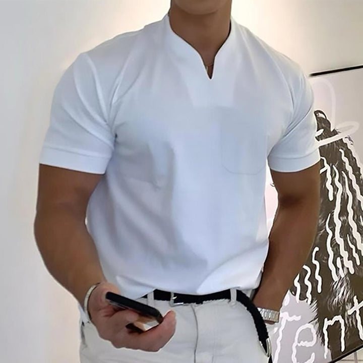 Herren Slim Fit V-Ausschnitt Poloshirt – Lässiges Stylisches Sommer Oberteil