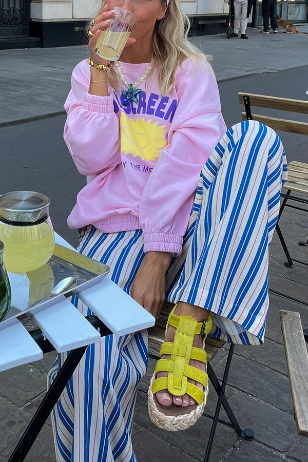 Women's Oversized Pink Pullover Sweatshirt – Loose Long Sleeve Casual