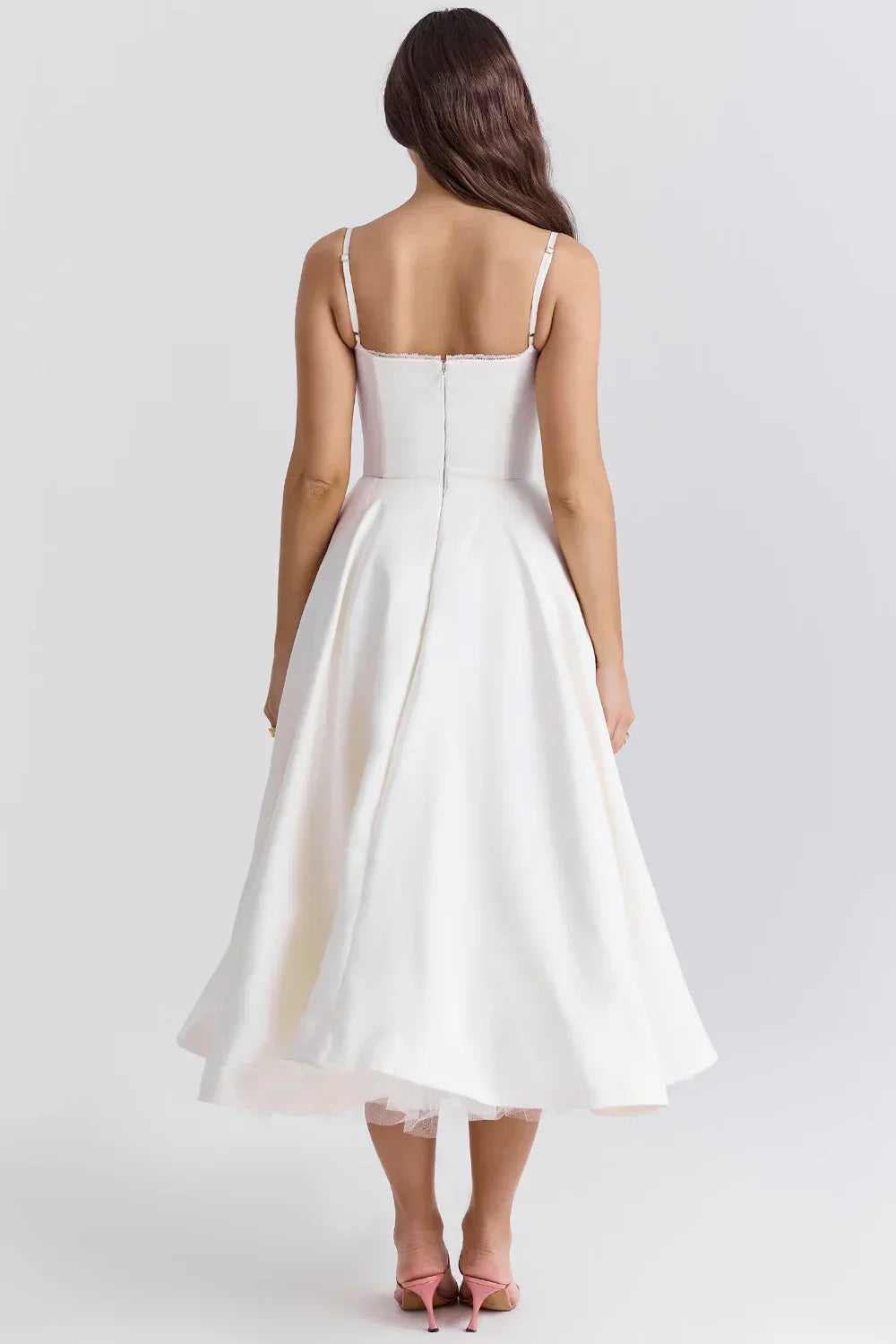Women's Sleeveless Corset Midi Dress - Elegant Dinner Party Style