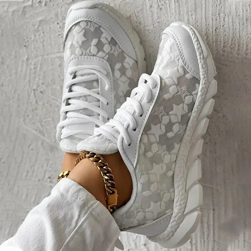 Women's White Mesh Orthopedic Sneakers – Arch Support Comfort Shoes