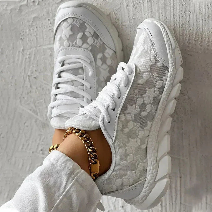 Women's White Mesh Orthopedic Sneakers – Arch Support Comfort Shoes