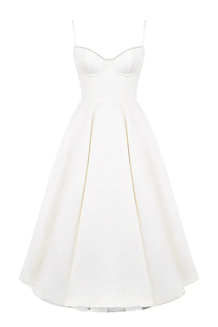 Women's Sleeveless Corset Midi Dress - Elegant Dinner Party Style