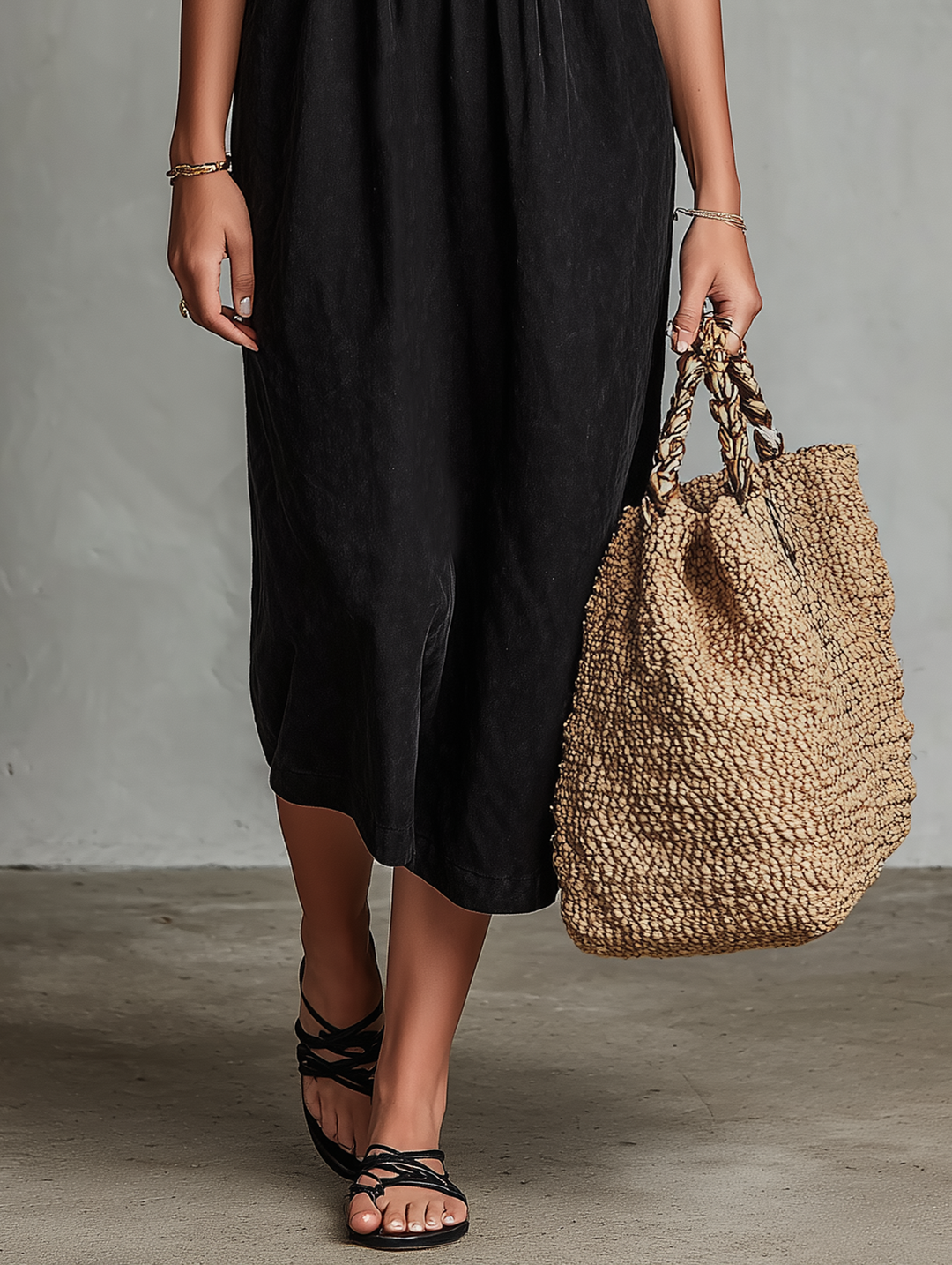 Besticktes Midikleid in Wildleder-Optik