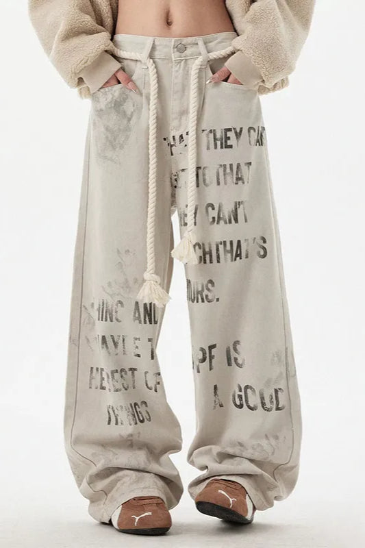 Women's Apricot Graffiti Straight Jeans – Streetwear Pants