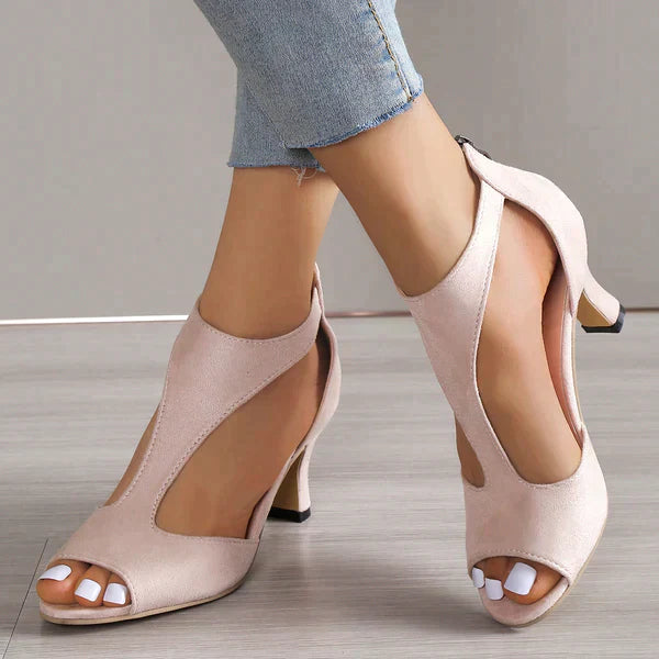 Women's Open PU Leather Heeled Sandals – Orthopedic Comfort Summer Shoes