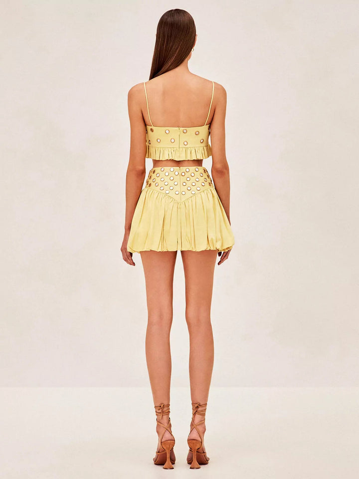 Women's Sequin Mirror Skirt Set – Shiny Party Two-Piece Outfit