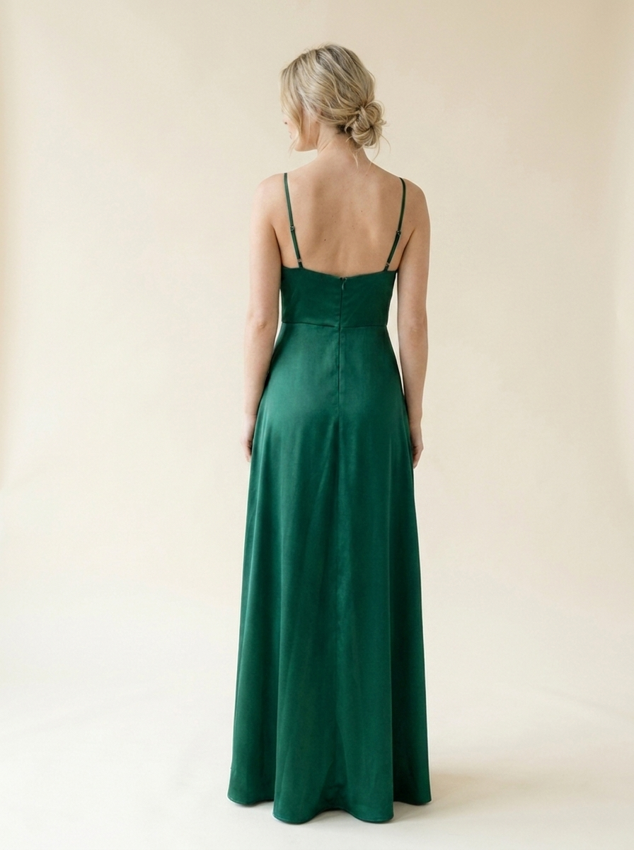 Elegantes Abend-Maxikleid mit Trägern für Damen – Festliches Hochzeitsgast-Outfit - back-hero