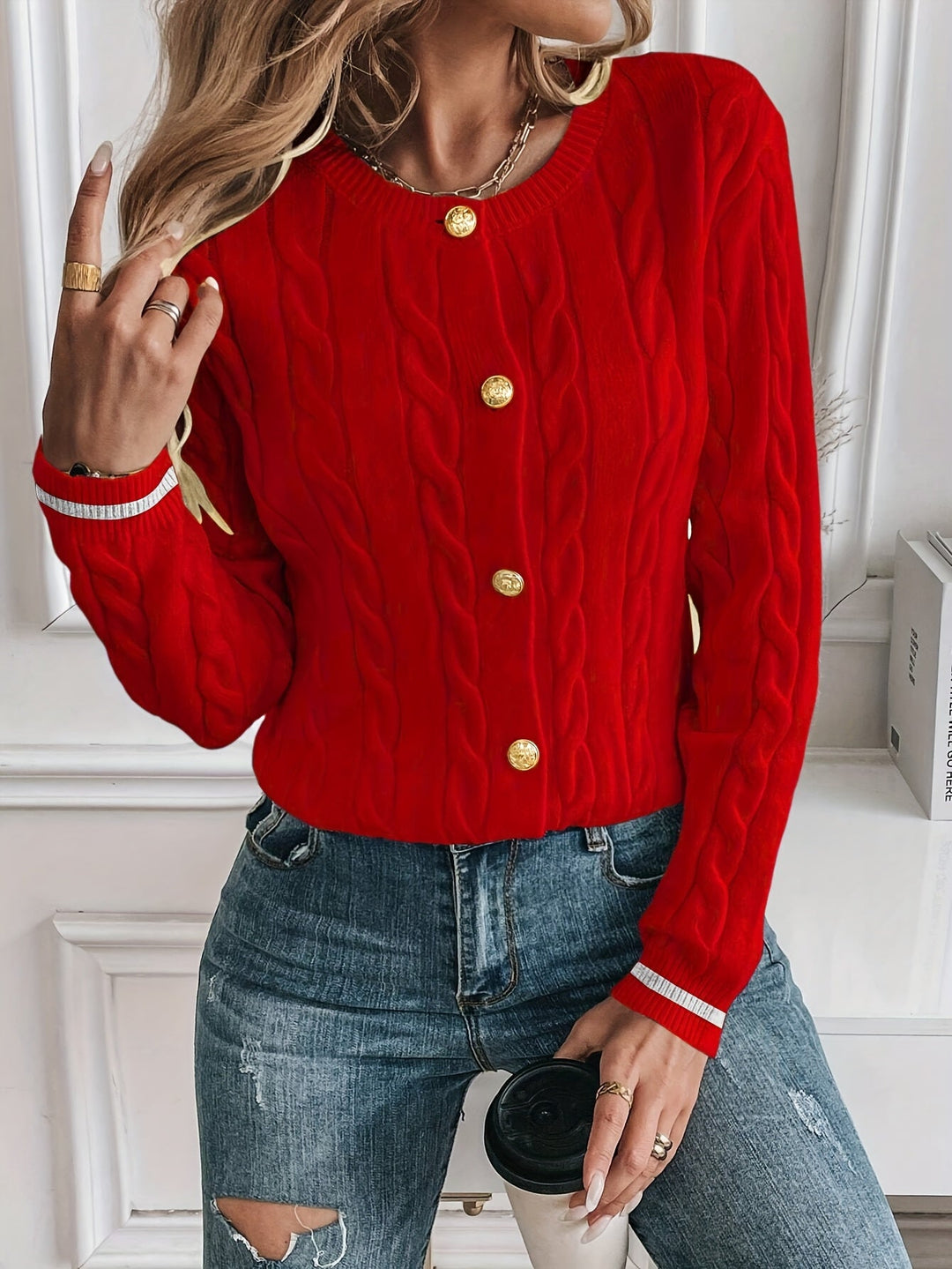 Claire | Damen Strickjacke Zopfmuster