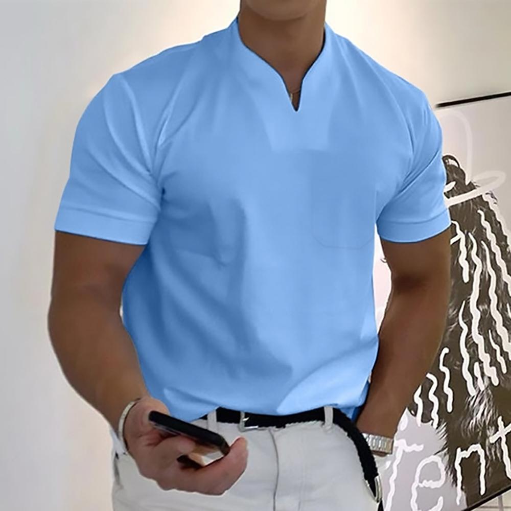 Herren Slim Fit V-Ausschnitt Poloshirt – Lässiges Stylisches Sommer Oberteil