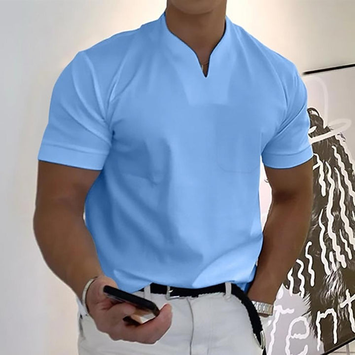 Herren Slim Fit V-Ausschnitt Poloshirt – Lässiges Stylisches Sommer Oberteil