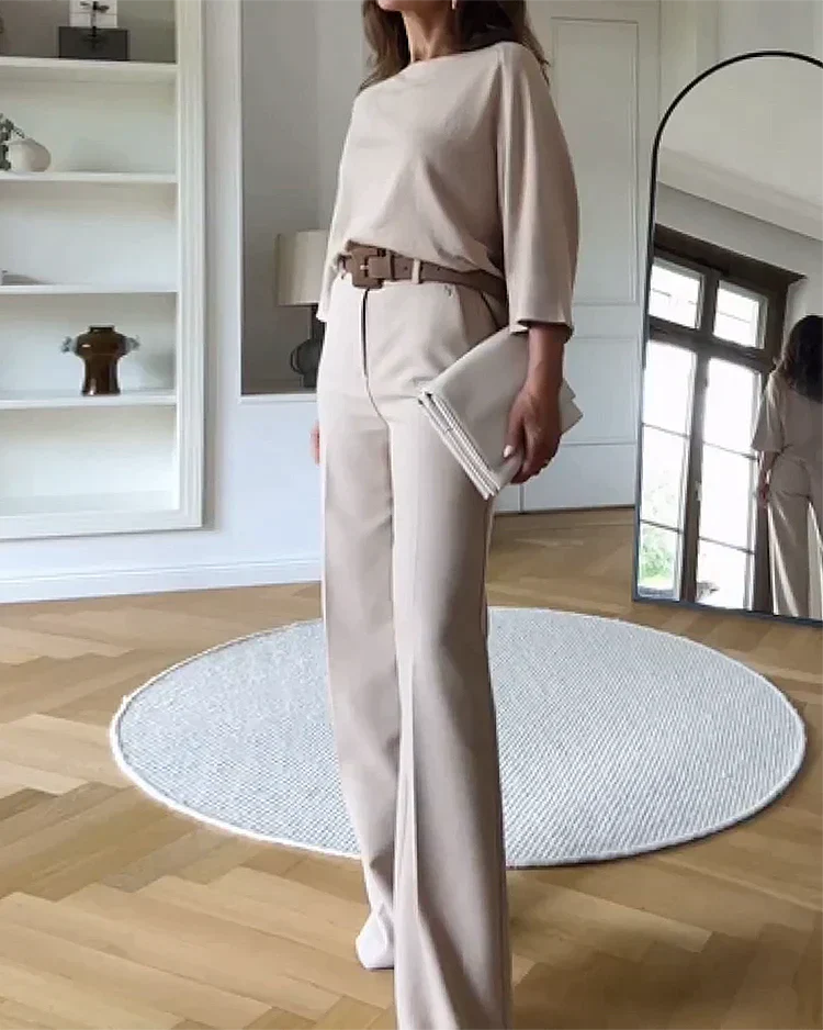 Ensemble femme en coton - Look décontracté avec taille élastique - Ensemble d'été