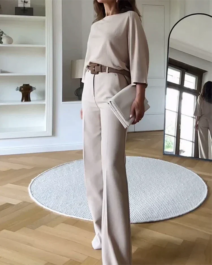 Ensemble femme en coton - Look décontracté avec taille élastique - Ensemble d'été