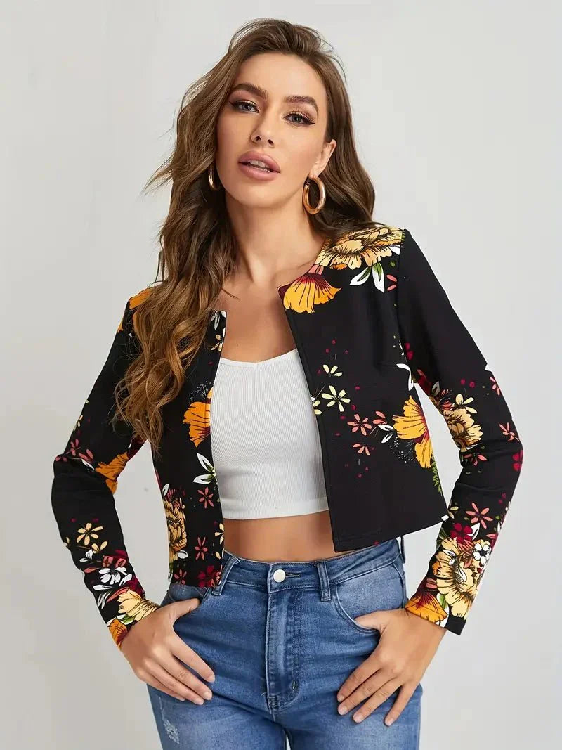 Damen Blazer – Leichtes Material – Blumenmuster – Eleganter Stil – Frühling/Sommer