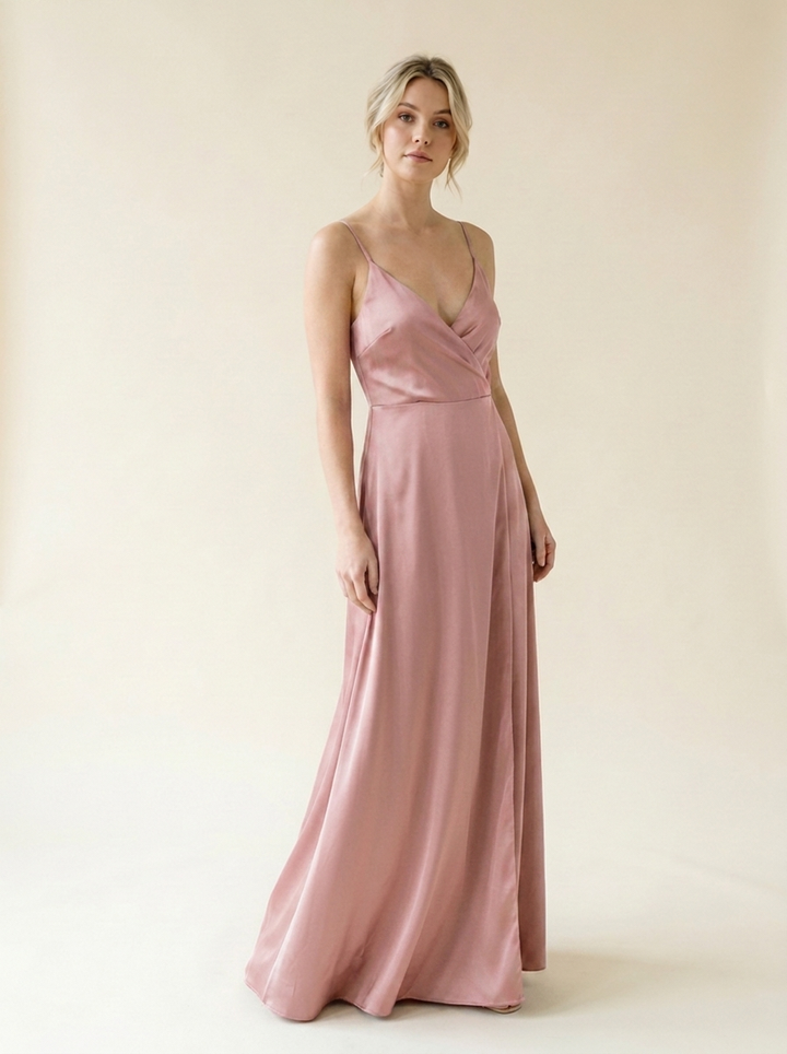 Elegantes Abend-Maxikleid mit Trägern für Damen – Festliches Hochzeitsgast-Outfit - body-rosa