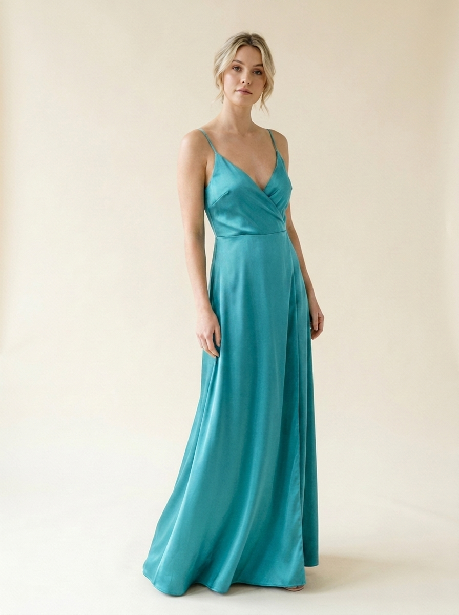 Elegantes Abend-Maxikleid mit Trägern für Damen – Festliches Hochzeitsgast-Outfit - body-türkis